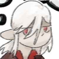 a drawing of pyro and avid standing there talking. avid as a speech bubble with the entomology of vampire, which is partially covered by pyros thought bubble with stick figure versions of pyro killing avid with a shovel. they also have wolf tails